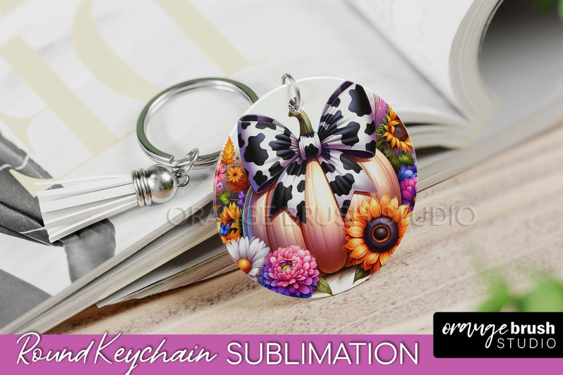 Pumpkin Keychain - Fall Coquette Keychain Sublimation PNG Sublimation OrangeBrushStudio 