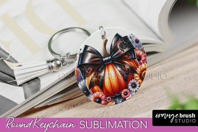 Pumpkin Keychain - Fall Coquette Keychain Sublimation PNG Sublimation OrangeBrushStudio 