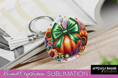 Pumpkin Keychain - Fall Coquette Keychain Sublimation PNG Sublimation OrangeBrushStudio 