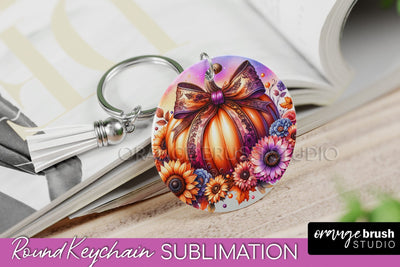Pumpkin Keychain - Fall Coquette Keychain Sublimation PNG Sublimation OrangeBrushStudio 