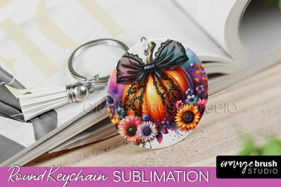 Pumpkin Keychain - Fall Coquette Keychain Sublimation PNG Sublimation OrangeBrushStudio 