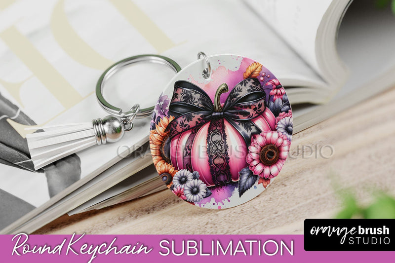Pumpkin Keychain - Fall Coquette Keychain Sublimation PNG Sublimation OrangeBrushStudio 
