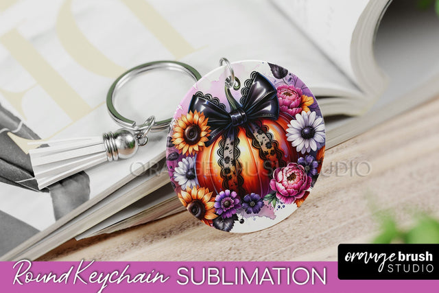 Pumpkin Keychain - Fall Coquette Keychain Sublimation PNG Sublimation OrangeBrushStudio 