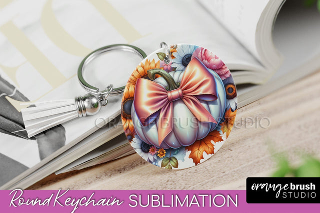 Pumpkin Keychain - Fall Coquette Keychain Sublimation PNG Sublimation OrangeBrushStudio 