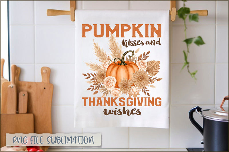 Pumpkin kisses and thanksgiving wishes Towel PNG Sublimation Shetara Begum 