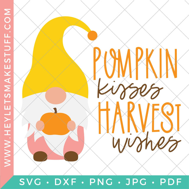 Pumpkin Kisses Gnome SVG Hey Let's Make Stuff 