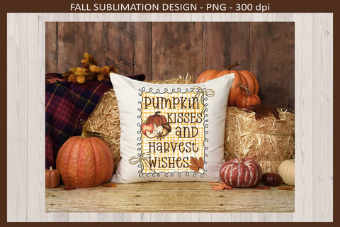 Pumpkin Kisses & Harvest Wishes, Autumn Sublimation Png Design, Digital Download Sublimation Keepsake Treasures Designs LLC. 