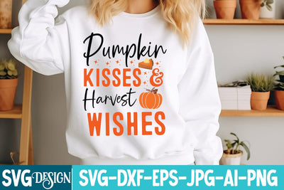 Pumpkin Kisses & Harvest Wishes SVG Design,Thanksgiving SVG Bundle , Funny Fall SVG Bundle Quotes,Funyny Farmhouse Fall SVG Bundle SVG BlackCatsMedia 