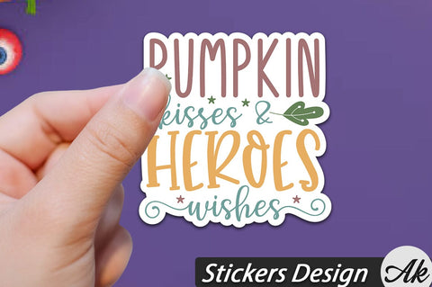 Pumpkin kisses & heroes wishes Stickers Design SVG akazaddesign 