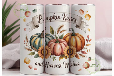 Pumpkin Kisses Tumbler Wrap PNG Sublimation PixelChick 