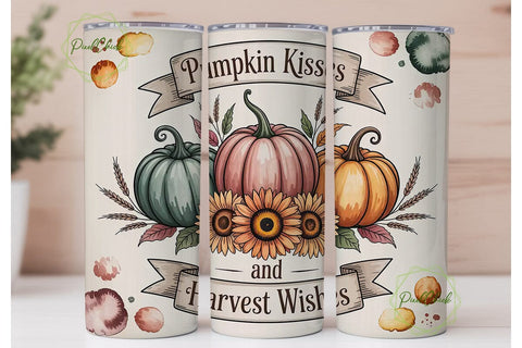 Pumpkin Kisses Tumbler Wrap PNG Sublimation PixelChick 