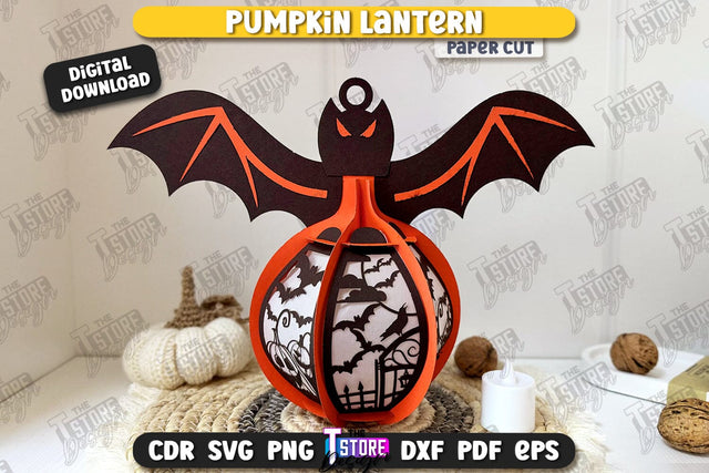 Pumpkin Lantern Paper Cut | Paper Jack O Lantern | Halloween Décor | SVG File SVG The T Store Design 