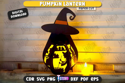 Pumpkin Lantern Paper Cut | Paper Jack O Lantern | Halloween Décor | SVG File SVG The T Store Design 