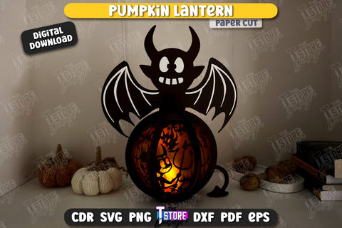 Pumpkin Lantern Paper Cut | Paper Jack O Lantern | Halloween Décor | SVG File SVG The T Store Design 
