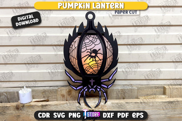 Pumpkin Lantern Paper Cut | Paper Jack O Lantern | Halloween Décor | SVG File SVG The T Store Design 