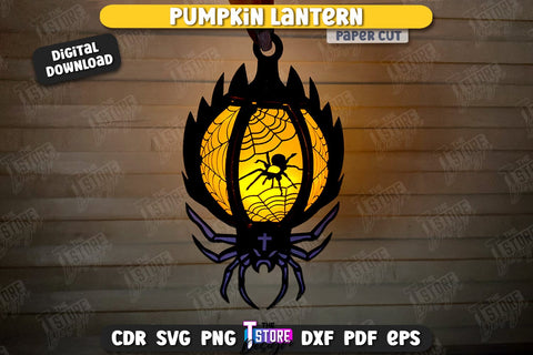 Pumpkin Lantern Paper Cut | Paper Jack O Lantern | Halloween Décor | SVG File SVG The T Store Design 