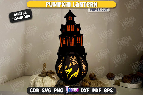 Pumpkin Lantern Paper Cut | Paper Jack O Lantern | Halloween Décor | SVG File SVG The T Store Design 