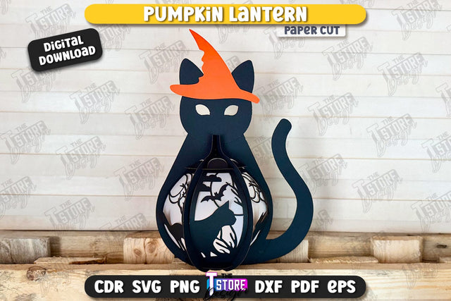 Pumpkin Lantern Paper Cut | Paper Jack O Lantern | Halloween Décor | SVG File SVG The T Store Design 