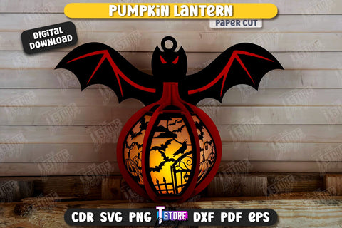 Pumpkin Lantern Paper Cut | Paper Jack O Lantern | Halloween Décor | SVG File SVG The T Store Design 