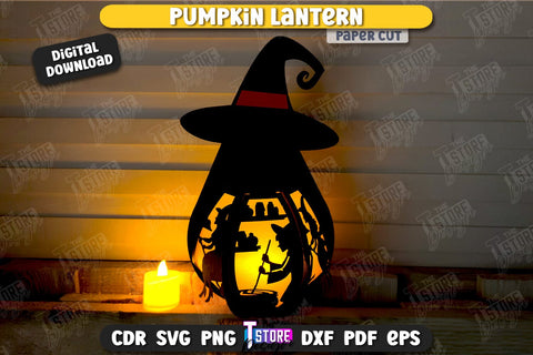 Pumpkin Lantern Paper Cut | Paper Jack O Lantern | Halloween Décor | SVG File SVG The T Store Design 