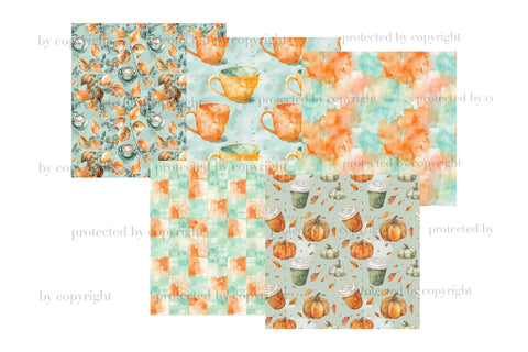 Pumpkin Latte Digital Paper | Autumn Pattern Set Digital Pattern GlamArtZhanna 