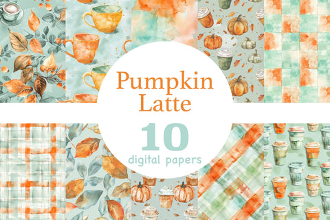 Pumpkin Latte Digital Paper | Autumn Pattern Set Digital Pattern GlamArtZhanna 