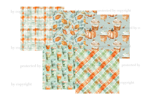 Pumpkin Latte Digital Paper | Autumn Pattern Set Digital Pattern GlamArtZhanna 