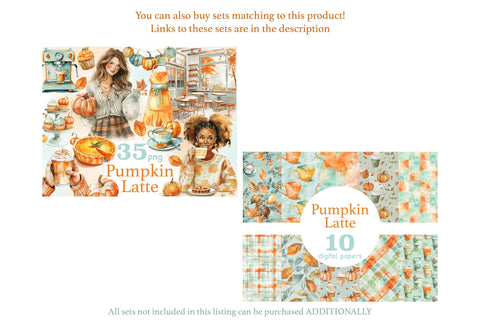 Pumpkin Latte Digital Paper | Autumn Pattern Set Digital Pattern GlamArtZhanna 