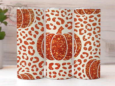 Pumpkin Leopard Fall 20oz Tumbler, Pumpkin Motif, Leopard Print, Fall Theme, Autumn Pattern, Rustic Charm, Skinny Tumbler, Sublimation PNG Sublimation Lara' s Designs 