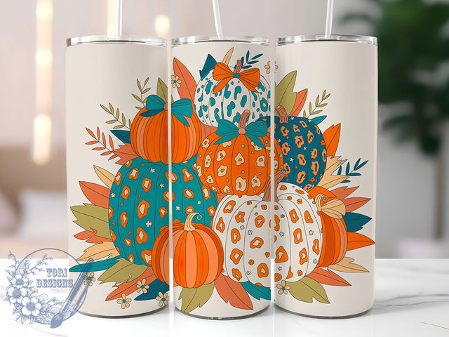Pumpkin Leopard Fall Vibes Tumbler, Pumpkin Leopard Wrap, Autumn Coquette Design, 20oz Sublimation Wrap, Bow Aesthetic Drinkware, Seasonal Pumpkin Tumbler, Rustic Autumn Wrap Sublimation ToriDesigns 