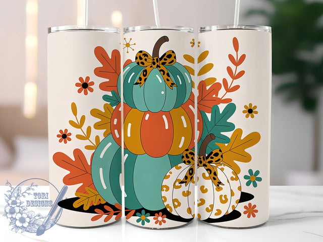 Pumpkin Leopard Fall Vibes Tumbler, Pumpkin Leopard Wrap, Autumn Coquette Design, 20oz Sublimation Wrap, Bow Aesthetic Drinkware, Seasonal Pumpkin Tumbler, Rustic Autumn Wrap Sublimation ToriDesigns 