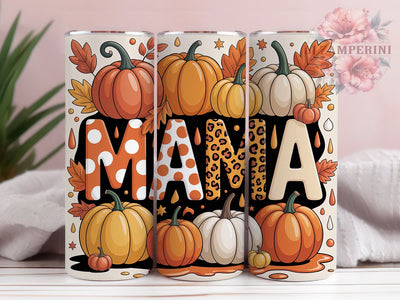 Pumpkin Mama Cozy Fall Tumbler, Inflated Pumpkin Wrap, Autumn Mom Cup, 20oz Sublimation, Pumpkin Season Mug, Cozy Fall Tumbler, Autumn Mama Drinkware Sublimation Li Zamperini 