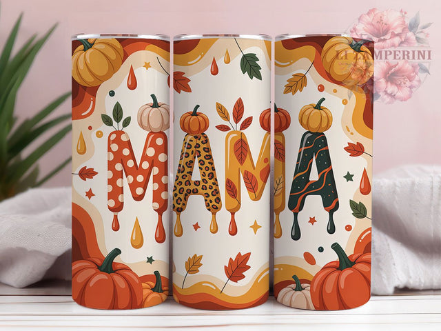 Pumpkin Mama Cozy Fall Tumbler, Inflated Pumpkin Wrap, Autumn Mom Cup, 20oz Sublimation, Pumpkin Season Mug, Cozy Fall Tumbler, Autumn Mama Drinkware Sublimation Li Zamperini 