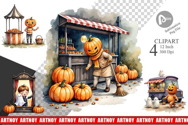 Pumpkin Market Adventure Clipart Sublimation artnoy 