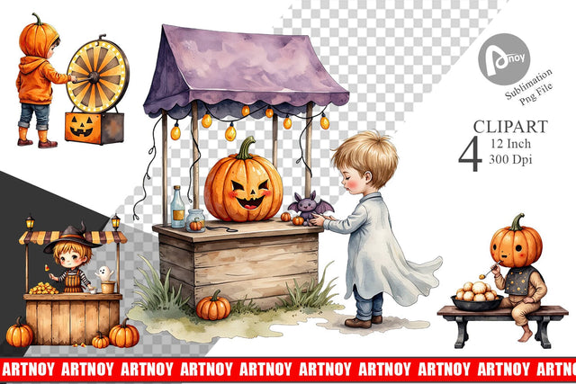 Pumpkin Market Adventure Clipart Sublimation artnoy 