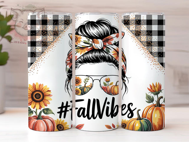 Pumpkin Messy Bun Fall Girl Tumbler, Fall Vibes Wrap, 20oz Messy Bun Sublimation, Autumn Hair Cup, Pumpkin Messy Bun, Cute Fall Tumbler, Fall Girl Wrap Sublimation Lara' s Designs 