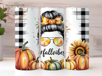 Pumpkin Messy Bun Fall Girl Tumbler, Fall Vibes Wrap, 20oz Messy Bun Sublimation, Autumn Hair Cup, Pumpkin Messy Bun, Cute Fall Tumbler, Fall Girl Wrap Sublimation Lara' s Designs 