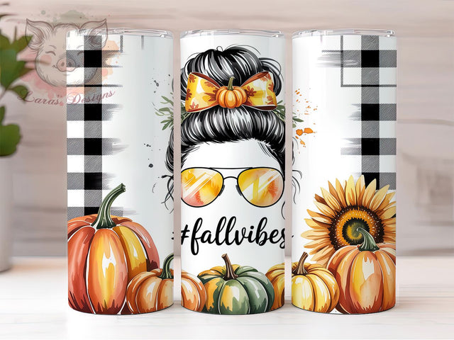 Pumpkin Messy Bun Fall Girl Tumbler, Fall Vibes Wrap, 20oz Messy Bun Sublimation, Autumn Hair Cup, Pumpkin Messy Bun, Cute Fall Tumbler, Fall Girl Wrap Sublimation Lara' s Designs 
