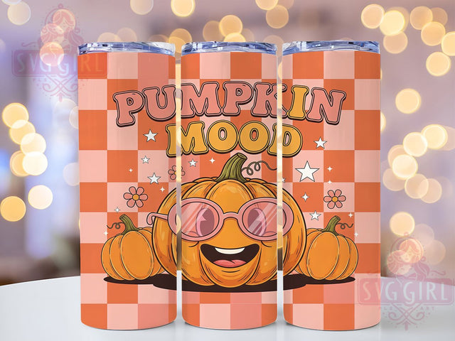 Pumpkin Mood Retro Fall Tumbler, Retro Flowers Wrap, Autumn Vibes Tumbler, 20oz Sublimation, Fall Retro Mug, Pumpkin Floral Cup, Vintage Autumn Tumbler Sublimation SvggirlplusArt 
