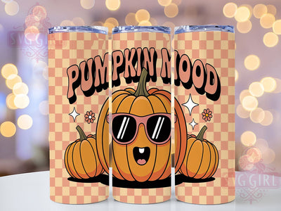 Pumpkin Mood Retro Fall Tumbler, Retro Flowers Wrap, Autumn Vibes Tumbler, 20oz Sublimation, Fall Retro Mug, Pumpkin Floral Cup, Vintage Autumn Tumbler Sublimation SvggirlplusArt 