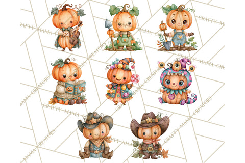 Pumpkin Munchkins Cute Halloween Clipart PNG Sublimation Crafty Mama Studios 
