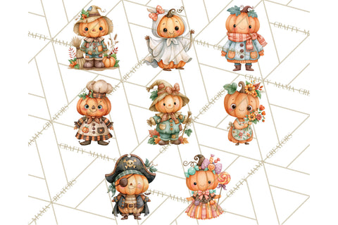 Pumpkin Munchkins Cute Halloween Clipart PNG Sublimation Crafty Mama Studios 