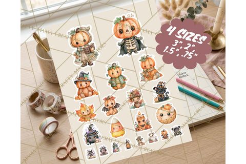 Pumpkin Munchkins Cute Halloween Sticker PNG Sublimation Crafty Mama Studios 