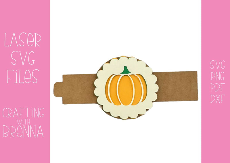 Pumpkin Napkin Ring Laser SVG File, Laser for Thanksgiving SVG Crafting With Brenna 