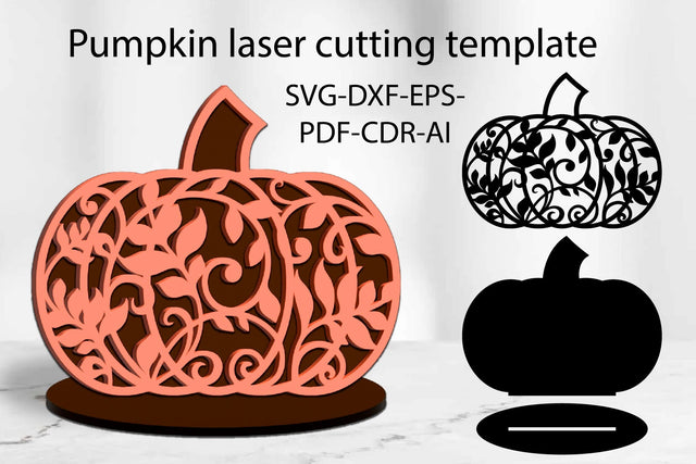 Pumpkin on a stand SVG laser cut template, Thanksgiving Day decor SVG Yuliya 