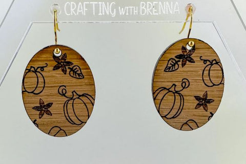 Pumpkin Oval Earrings Laser SVG File SVG Crafting With Brenna 