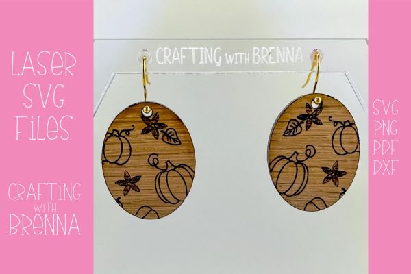 Pumpkin Oval Earrings Laser SVG File SVG Crafting With Brenna 