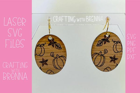 Pumpkin Oval Earrings Laser SVG File SVG Crafting With Brenna 