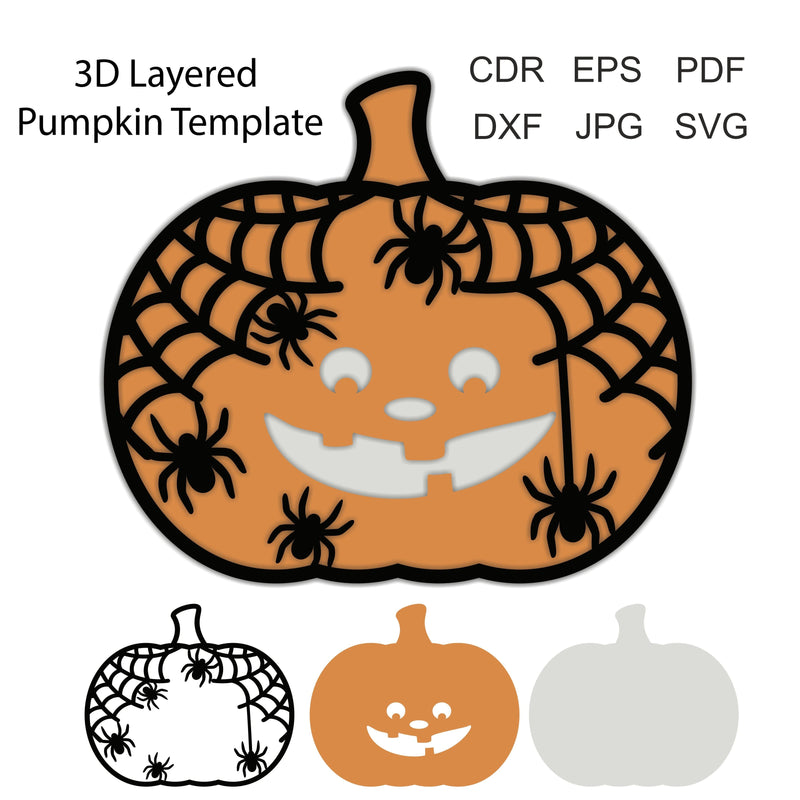 Pumpkin paper cut svg, 3D Layered Halloween Pumpkins svg template 3D Paper Yuliya 