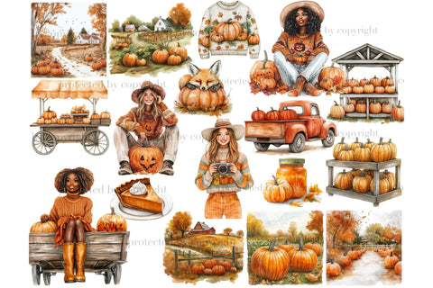 Pumpkin Patch Clipart | Autumn PNG Set SVG GlamArtZhanna 